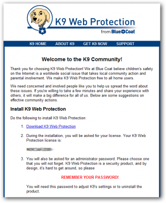 K9 Web Protection:   