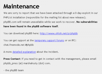 Сайт phpBB.com взломан через уязвимость в PHPList