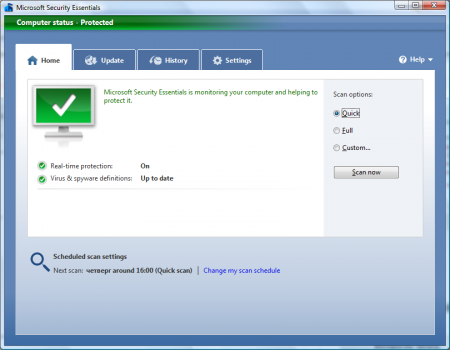 Microsoft Security Essentials Version 1.0.1611.0