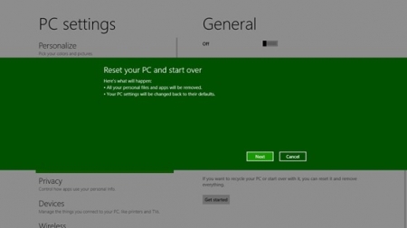 В Windows 8 будут представлены функции обновления и сброса системы